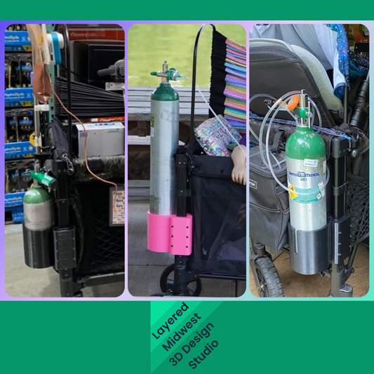 Oxygen Tank Mount for Wonderfold W1 / W2 / W4 Wagon | Optional IV Pole Holder | 3D Printed | Made to Order