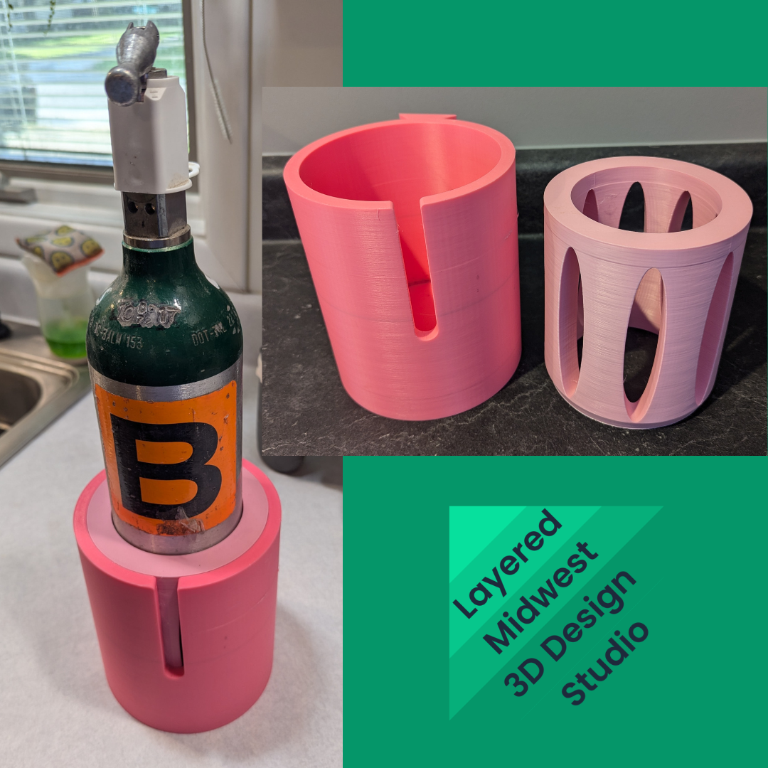 Oxygen Tank Mount for Wonderfold W1 / W2 / W4 Wagon | Optional IV Pole Holder | 3D Printed | Made to Order