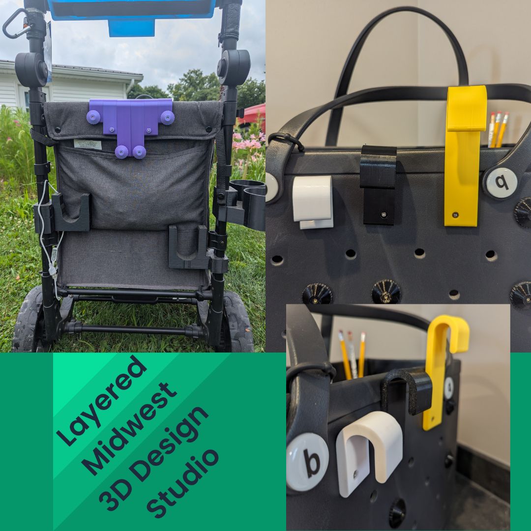 Wagon Hooks for Bogg Bag & Simply Southern | Fits Wonderfold W2/W4, Keenz XC/XC+, Jeep Wrangler, Baby Trend Wagons | 3D Printed | Made to Order