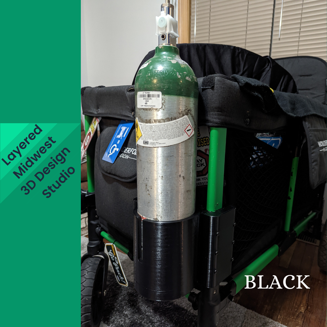 Oxygen Tank Mount for Wonderfold W1 / W2 / W4 Wagon | Optional IV Pole Holder | 3D Printed | Made to Order